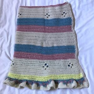Vintage handmade crochet Afghan blanket throw